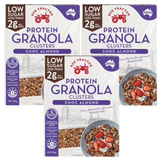 RED TRACTOR 紅色拖拉機 低糖烘烤堅果穀物燕麥片 巧克力杏仁 高纖 澳洲烘焙, 450g, 3個