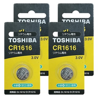 TOSHIBA 東芝 鈕扣電池 CR1616, 1入, 4個