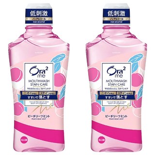 Ora2 愛樂齒 淨白清新漱口水, 有效去除口中異味，保持清新口氣，溫和配方，不含酒精, 蜜桃薄荷, 460ml, 2瓶