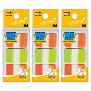 3M Post-it 利貼 686系列 抽取式標籤貼紙 亮橙色+亮綠色, 24張, 3包