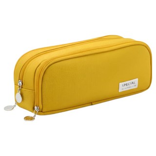 라이프팁스 대용량 3단 펜 파우치 필통, 옐로우, 1개