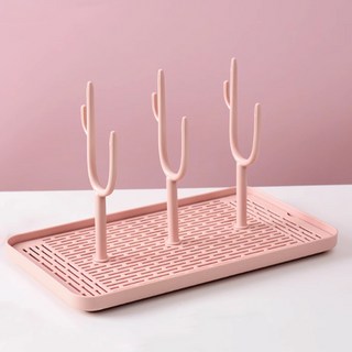 어썸굿즈 다용도 물병 젖병 물빠짐 건조 트레이 소형, 1단, 핑크, 1개