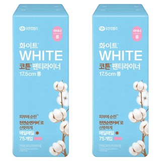 화이트 팬티라이너, 롱, 75개입, 2개