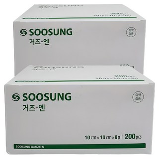 수성 8겹 거즈 엔 10 x 10 cm, 200개입, 2개