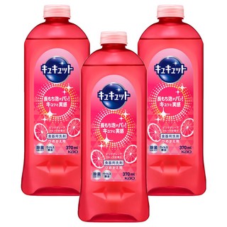 Kao 花王 Cucute 珂珂透 餐具洗碗精補充瓶 粉紅葡萄柚香, 370ml, 3瓶