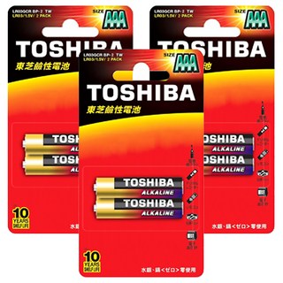 TOSHIBA 東芝 鹼性電池 4號, 2顆, 3組