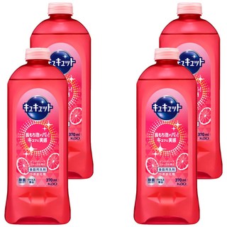 Kao 花王 Cucute 珂珂透 餐具洗碗精補充瓶 粉紅葡萄柚香, 370ml, 4瓶