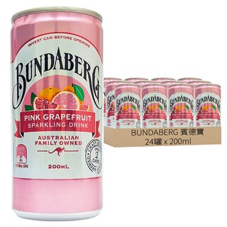 BUNDABERG 賓德寶 水果氣泡飲 粉紅葡萄柚風味 迷你罐 6 x 200毫升 (24罐), 200ml
