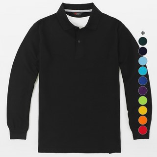 T-sense 長袖彩色Polo衫, 黑色