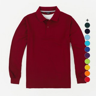 T-sense 長袖彩色Polo衫, 酒紅色