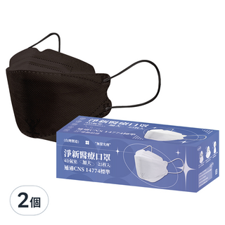 淨新科技 成人口罩 4D細耳 加大, 黑色, 25片, 2個