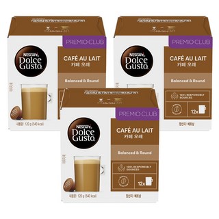 NESCAFE 雀巢咖啡 Dolce Gusto 多趣酷思 歐蕾咖啡膠囊, 9g, 12顆, 3盒