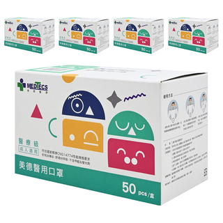 MEDTECS 美德醫療 成人醫用口罩, 分享綠, 50片, 5盒