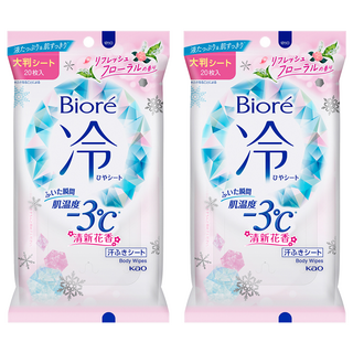 Biore 蜜妮 台灣公司貨 -3°C涼感濕巾 清新花香, 20片, 2包