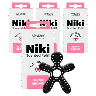 Mr&Mrs FRAGRANCE Niki 汽車芳香劑 補充包, 黑蘭花, 4個