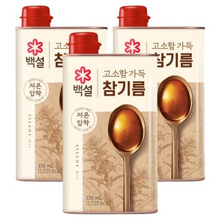 CJ BEKSUL 白雪 香醇芝麻油, 3個, 330ml