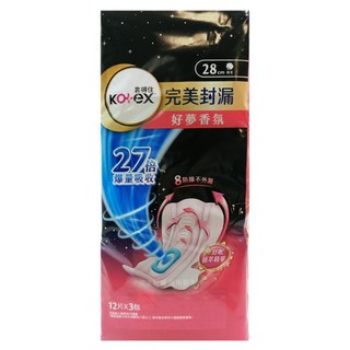 Kotex 靠得住 完美封漏 好夢香氛衛生棉 護翼型, 夜用型(28cm), 36片, 1組