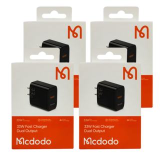 Mcdodo 麥多多 PD + QC 33W 快充插頭 CH-086 雙孔PD+QC快充 蘋果/安卓設備通用 功率數顯, 44mm, 黑色, 4個