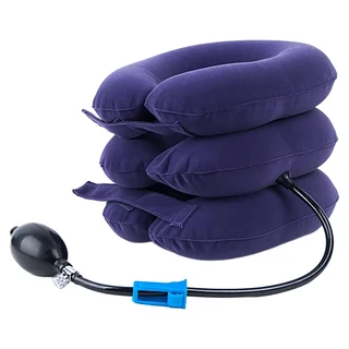 A-ZEAL 充氣式頸椎牽引器頸圈U型按摩枕 - 深藍色