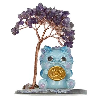 麟鳳呈祥 開運招財貔貅, 750 x 750 x 1050mm, 藍色貔貅 + 紫水晶