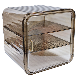 防塵多功能精美收納櫃, 黑茶棕色, 1個