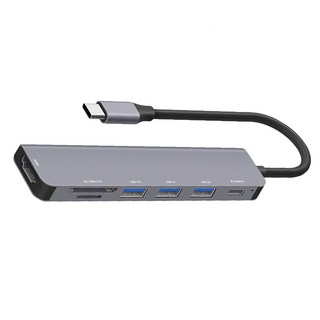 Home Planet 7口 USB3.0 USB-C 集線器, 灰色, 1個