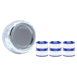 Atojet 洗手台水龍頭過濾器 + 補充濾芯 6個, 通過衛生和安全標準KC認證, 絲綢般柔軟強大的水壓, 無雜質的乾淨水, 不適用, 1組