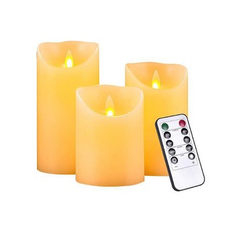 浪漫LED蠟燭三件組(附遙控器), 搖曳燈光模擬真實跳動火焰, 白色