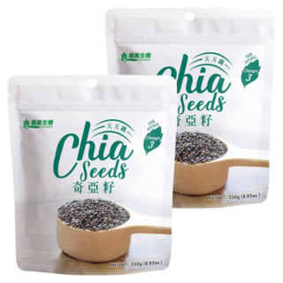 義美生機 奇亞籽, 富含Omega-3和膳食纖維, 促進腸道蠕動, 百搭吃法, 250g, 2包