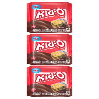 Kid-O 三明治餅乾 巧克力口味, 濃郁巧克力夾心 酥脆三層餅乾, 340g, 3袋