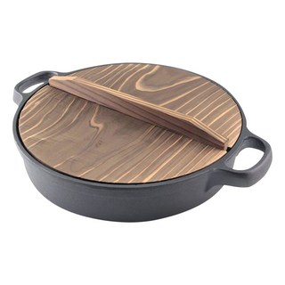 霖成 附蓋壽喜餃子兼用鍋 24 x 6.2cm, 24cm, 黑色 鑄鐵鍋, 1個
