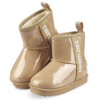 紙飛機兒童兒童防水 Ugg 皮草靴女童男童兒童冬季皮草踝鞋