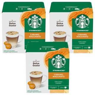 STARBUCKS 星巴克 焦糖瑪奇朵咖啡膠囊 咖啡膠囊5.5g 6顆 + 牛奶膠囊15.8g 6顆, 3盒, 21.3g, 12顆