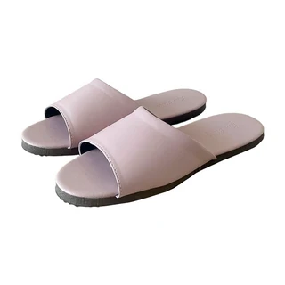 TAIWAN SLIPPER 台灣犀利趴 純色皮質室內拖鞋 台灣製造 軟質發泡鞋底 安靜防滑, L, 柔霧粉, 1雙