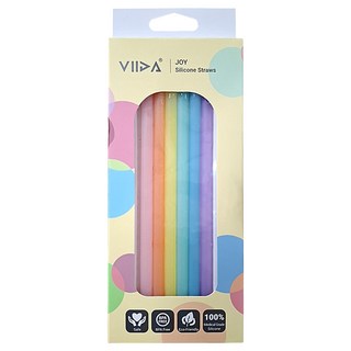 VIIDA Joy 環保矽膠吸管 彩色, 6支, 1組