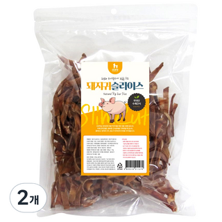 웁스 강아지 간식 육포, 돼지귀, 500g, 2개