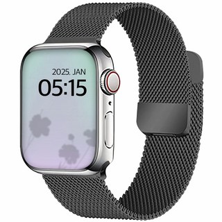 DGG Apple Watch系列兼容磁扣米蘭錶帶, 金屬黑