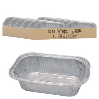 Ideal Wrapping 毅典 方形鋁箔容器 PR258/34 125個 一次性使用, 13.6cm, 1組