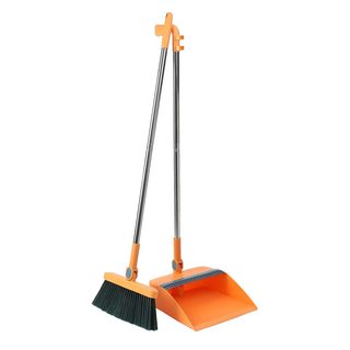 掃把套裝 PP + 不鏽鋼材質 掃把96x27.5CM 畚箕25x87CM 中國製, 1組