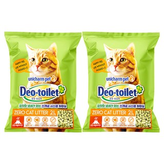 유니참데오토일렛 비응고형 감자 & 사막화 Zero 고양이 모래, 2L, 2개, 무향