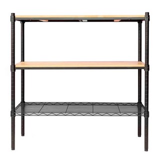 dayneeds 日需百備 松木 烤漆三層架, 黑框 + 原木, 3層