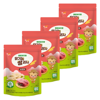 짱죽 유아용 헬로퍼프짱 유기농 쌀과자, 소고기, 30g, 4개