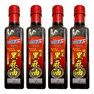 貴夫人 100% 純正黑麻油，300ml，適用烹飪、薑母鴨、燒酒雞、羊肉爐、油飯、湯頭等任何菜餚, 250ml, 4瓶