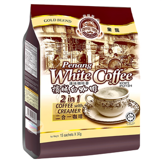 COFFEE TREE 咖啡樹 金裝檳城白咖啡 二合一 咖啡和奶精 450g, 30g, 15包, 1袋