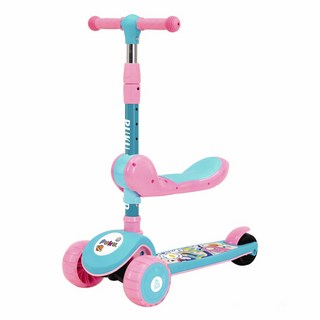 PUKU 藍色企鵝 酷樂二合一摺疊聲光滑板車, 展開28 x 48 x 70~78cm 摺疊28 x 62 x 15cm, 紅色, 1個