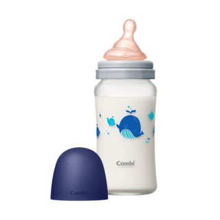 Combi 康貝 真實含乳寬口玻璃奶瓶 240ml, 日本製造 7度吸, 藍色, 1個