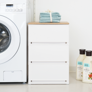 코멧 국내생산 우드상판 모던 서랍장, 화이트, 3단