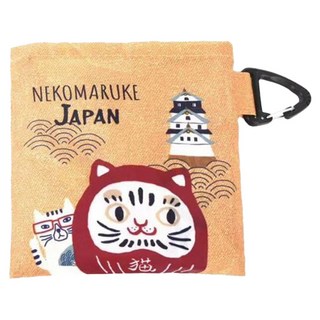 kUSUgURU JAPAN 日本眼鏡貓 日本限定觀光主題系列 防潑水環保袋 購物袋 手提袋 收納袋 附掛鈎 達摩&貓澤