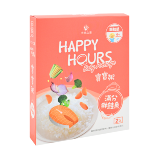 HAPPY HOURS 寶寶粥 - 6個月以上嬰幼兒適用 無添加人工香料、調味料、防腐劑, 滿分鮮鮭魚, 300g, 1盒