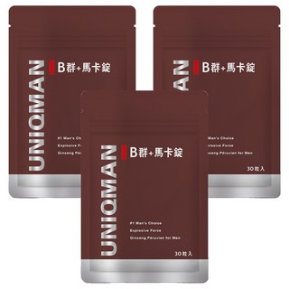 UNIQMAN 優仕曼 B群 + 馬卡錠, 30顆, 3袋